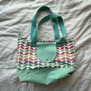 teal sleepover/beach  bag floral design